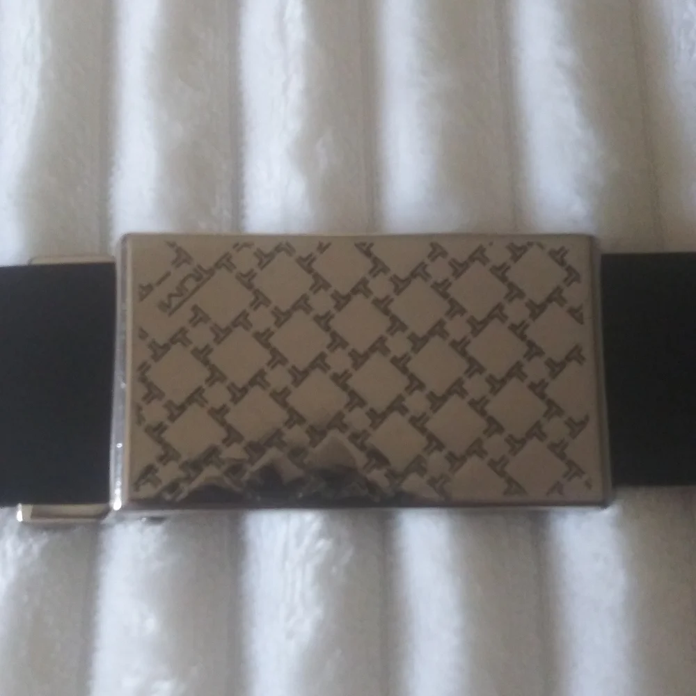 Tumi Reversible Red and Black Leather Belt with Silver Buckle